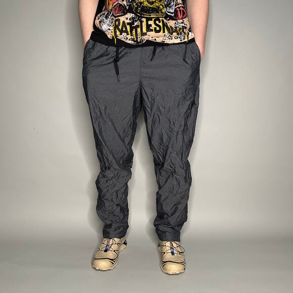 Adidas Track Pants Dark Grey Polyester Black Mesh Lined - Picture 2 of 4